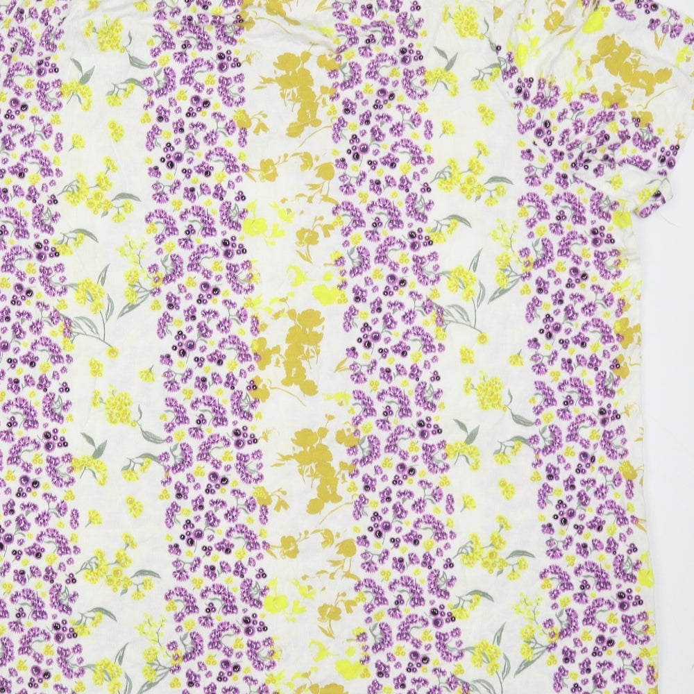 Principles Womens Ivory Floral Viscose Basic Blouse Size 20 Round Neck