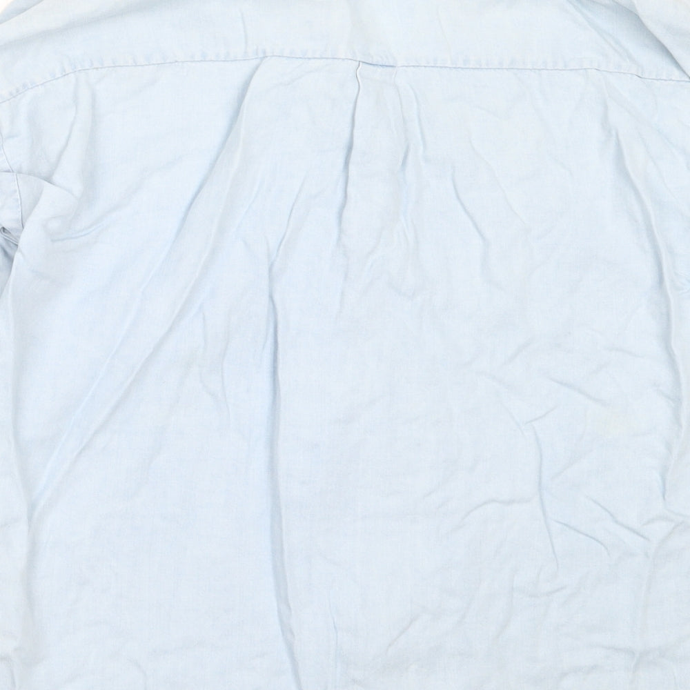 Zara Womens Blue Lyocell Basic Button-Up Size XS Collared