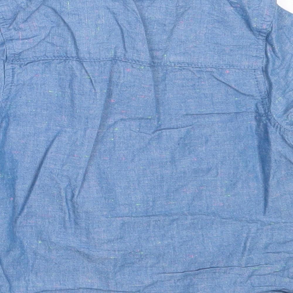 Primark Boys Blue Cotton Basic Button-Up Size 9-12 Months Round Neck