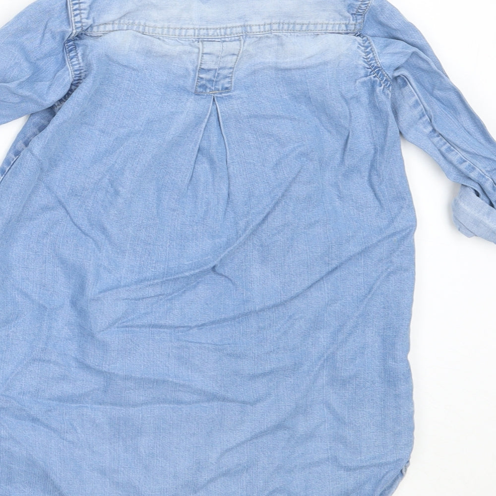 NEXT Girls Blue Lyocell Basic Button-Up Size 7 Years Collared