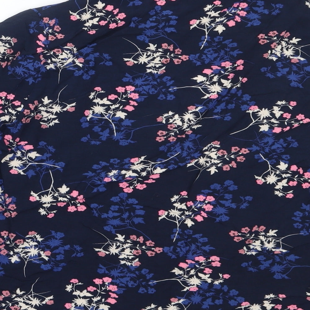 Select Womens Blue Round Neck Floral Viscose Cardigan Jumper Size 12