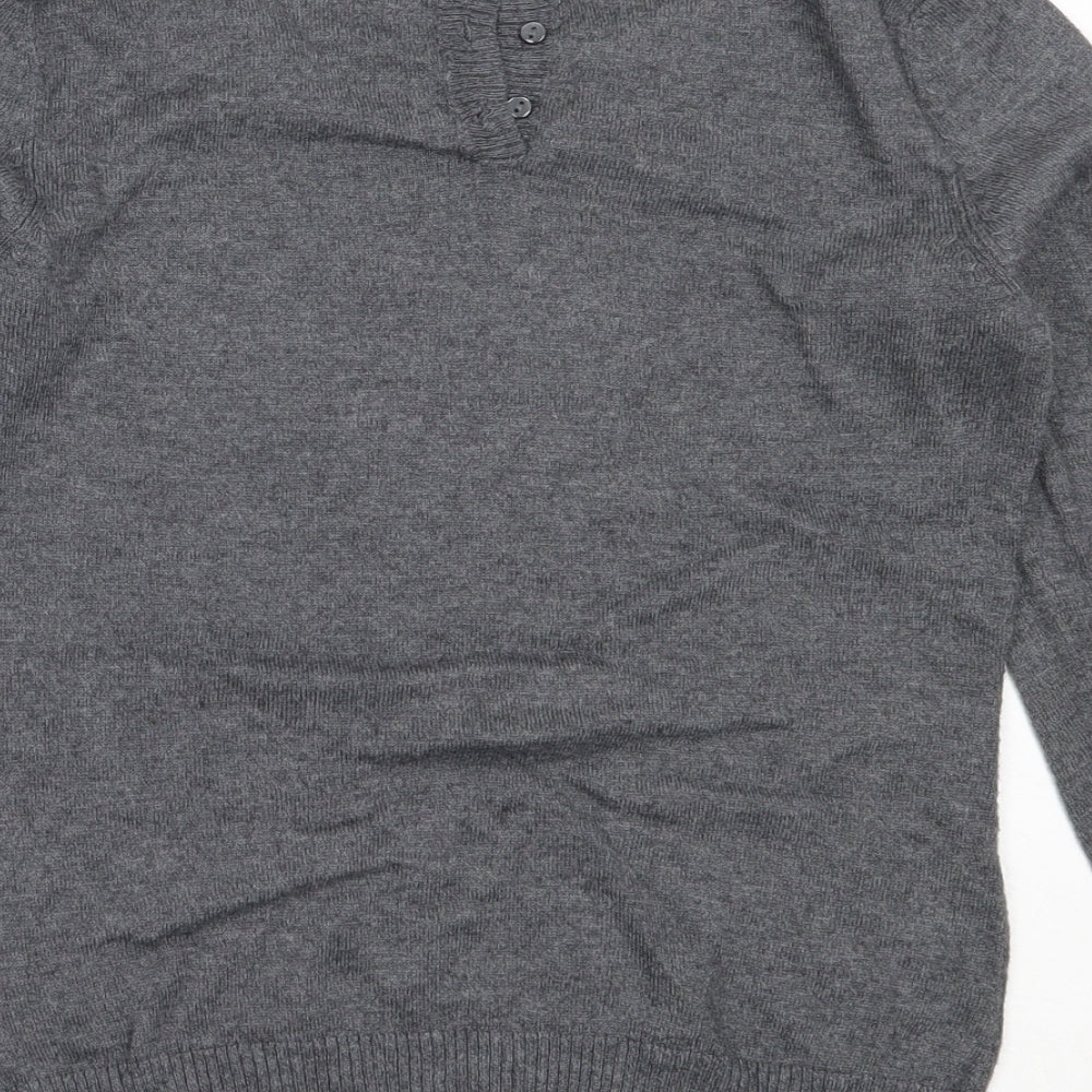 H&M Womens Grey Round Neck Polyamide Pullover Jumper Size S
