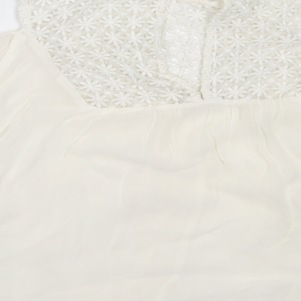 Zara Womens White Polyester Basic Blouse Size XS Round Neck