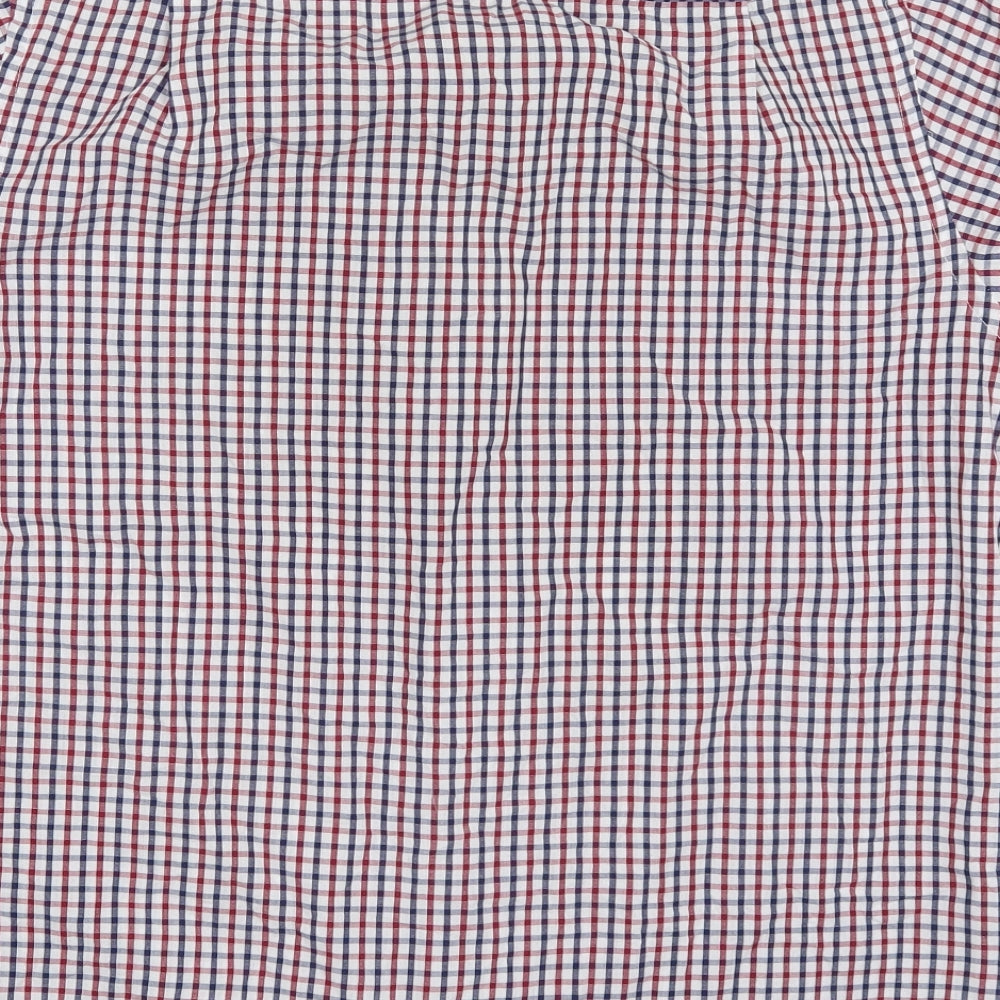 Cedarwood State Mens Multicoloured Check Polyester Button-Up Size L Collared Button