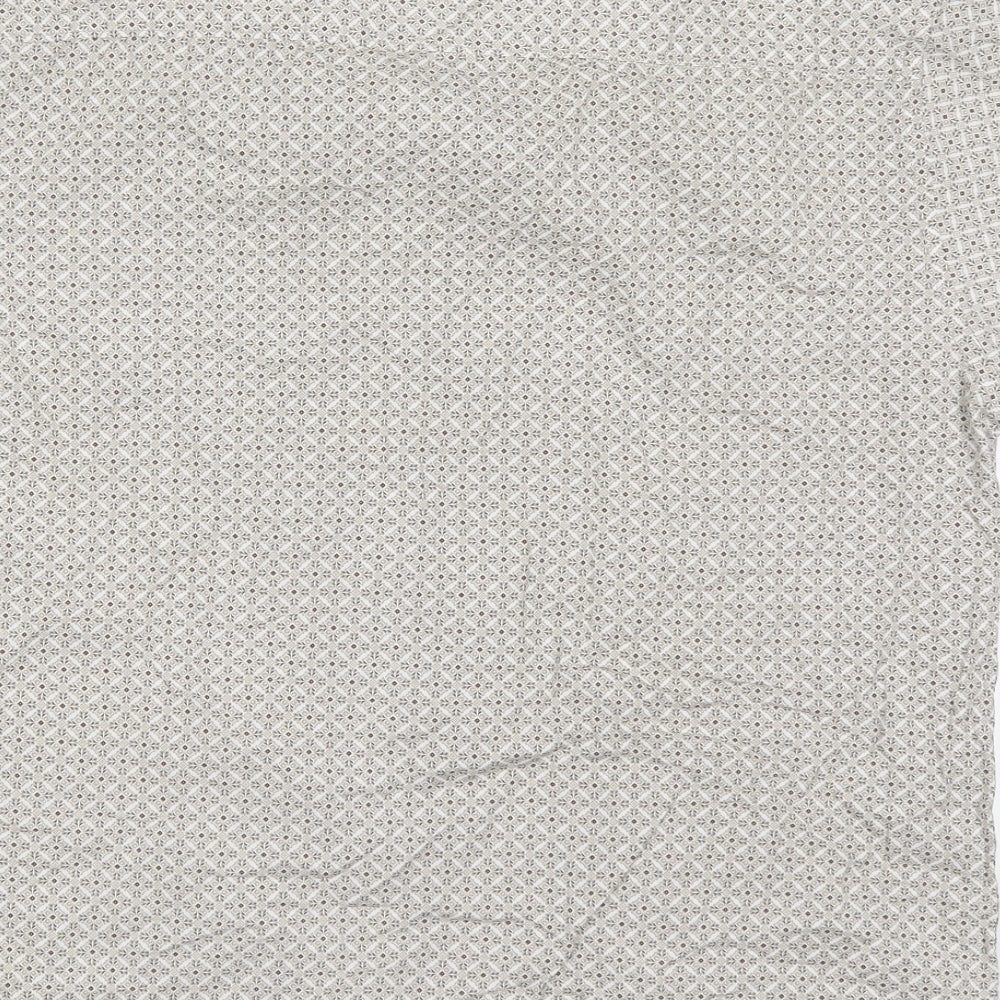 Matalan Mens Beige Geometric Cotton Button-Up Size L Collared Button