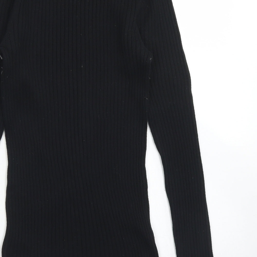 NEXT Womens Black Crew Neck Cotton Pullover Jumper Size 10
