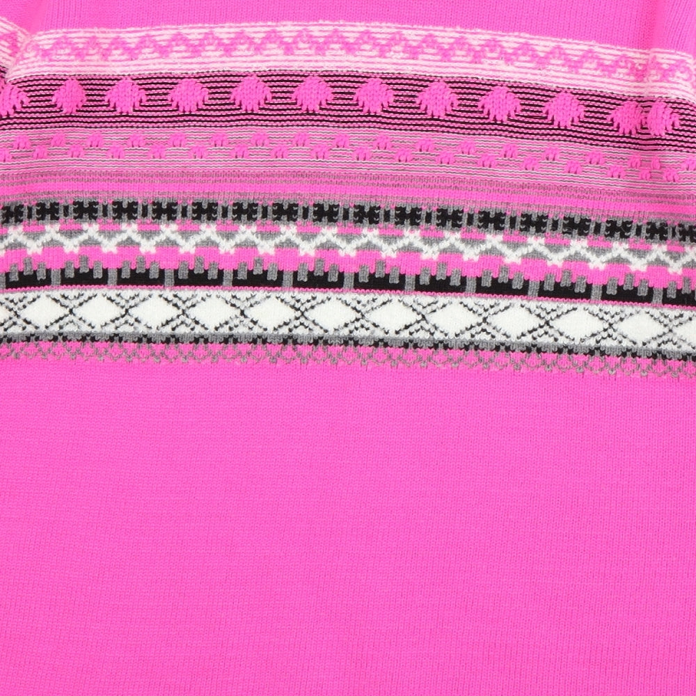 Pure & Natural Womens Pink Crew Neck Striped Acrylic Pullover Jumper Size S