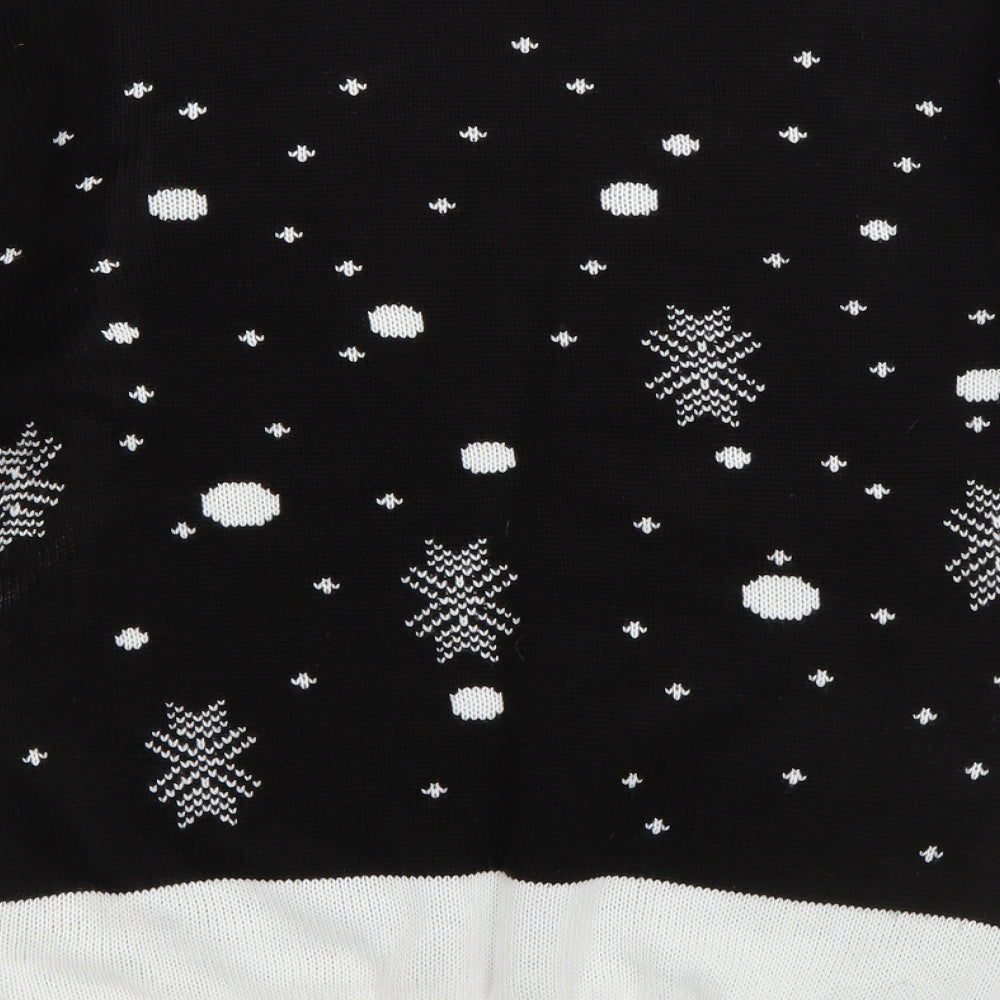 Alessandra Saroshi Mens Black Crew Neck Acrylic Pullover Jumper Size M - Rudolph