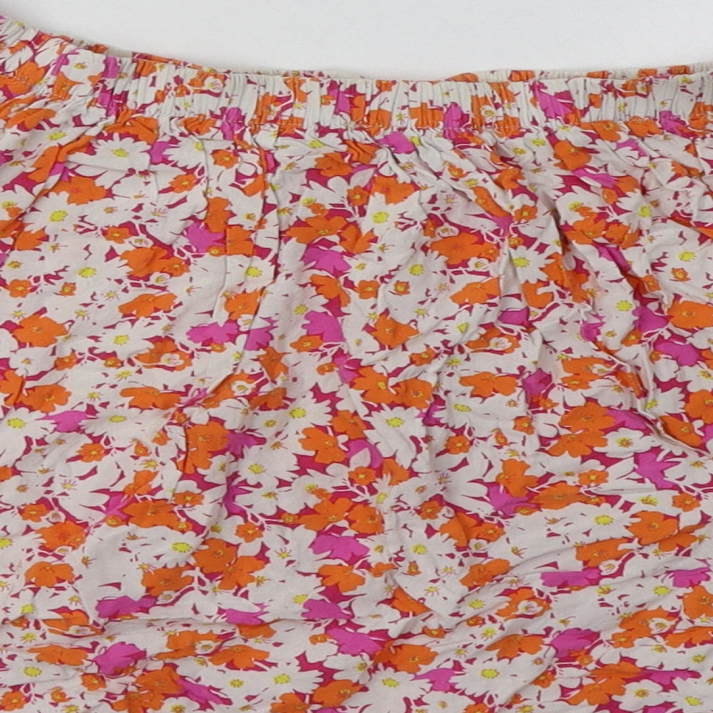Select Womens Orange Floral Viscose Basic Blouse Size 18 Off the Shoulder