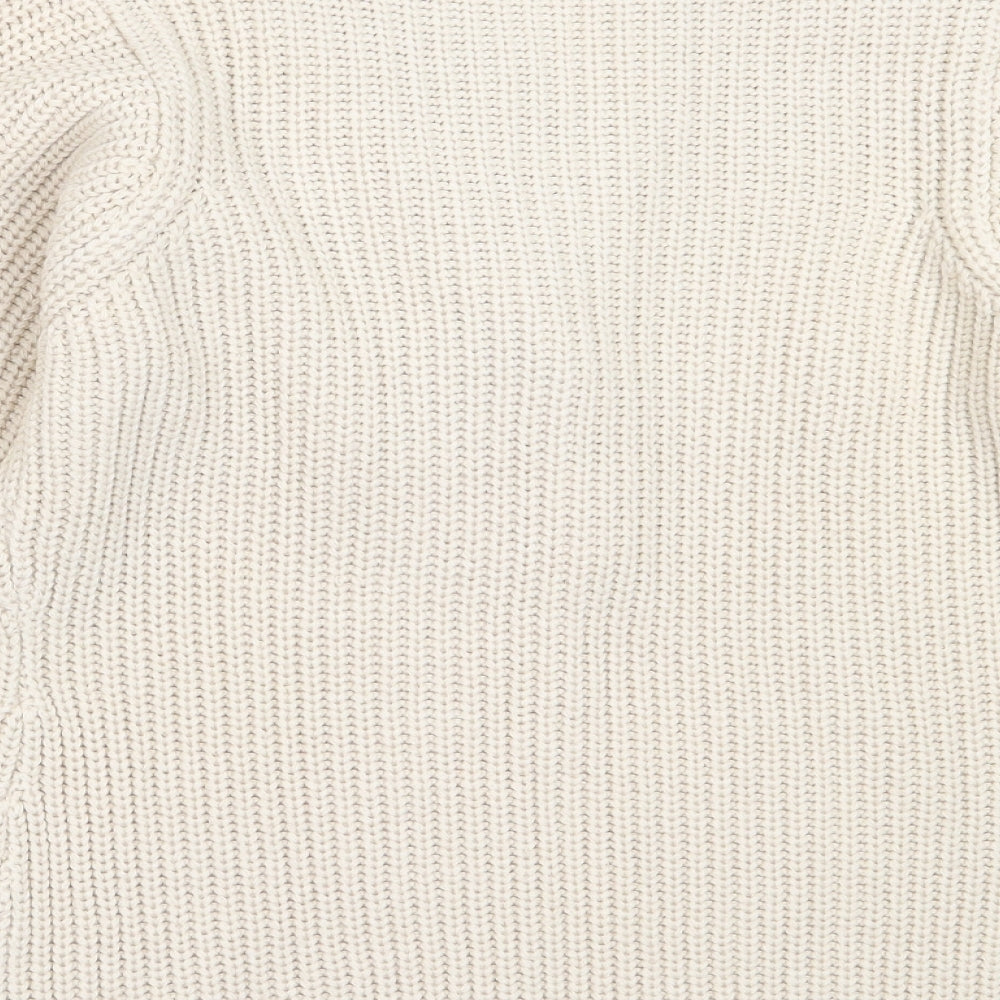 EWM Womens Beige V-Neck Acrylic Cardigan Jumper Size S