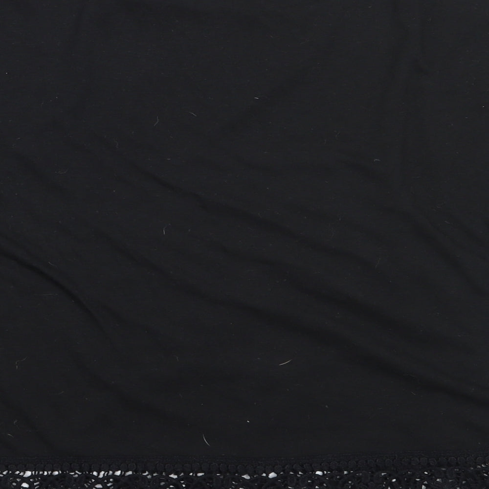 New Look Womens Black Polyester Basic T-Shirt Size 6 Round Neck