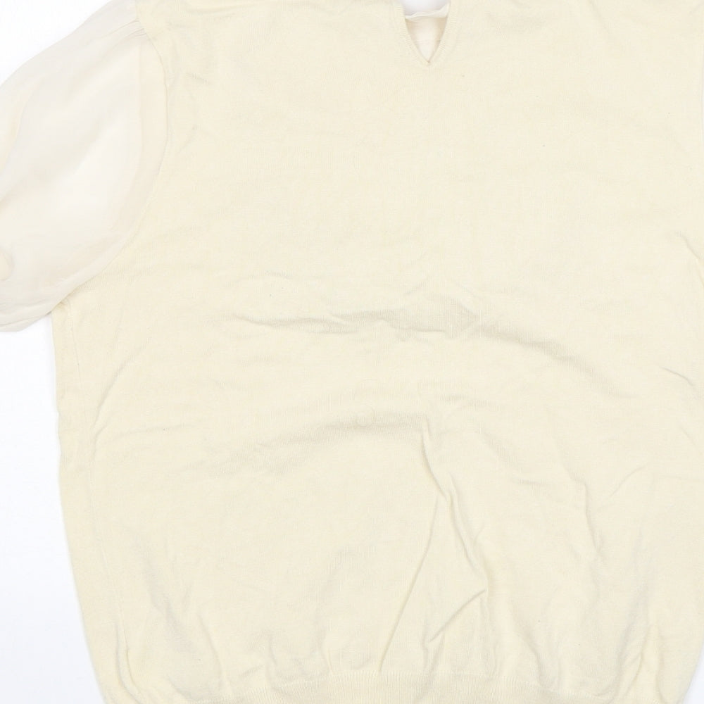 NEXT Womens Beige Round Neck Viscose Pullover Jumper Size 14