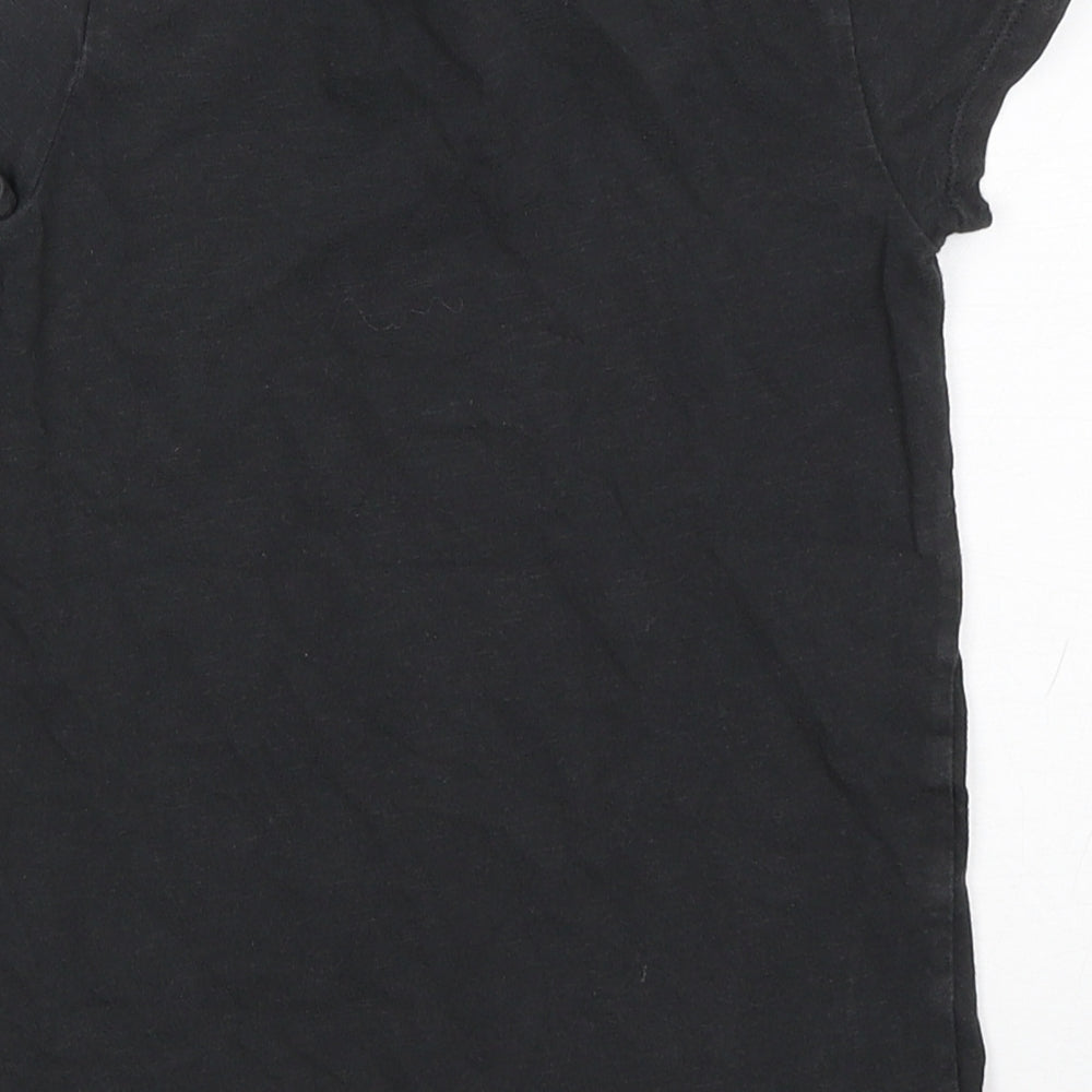 NEXT Girls Black Cotton Basic T-Shirt Size 5 Years Round Neck