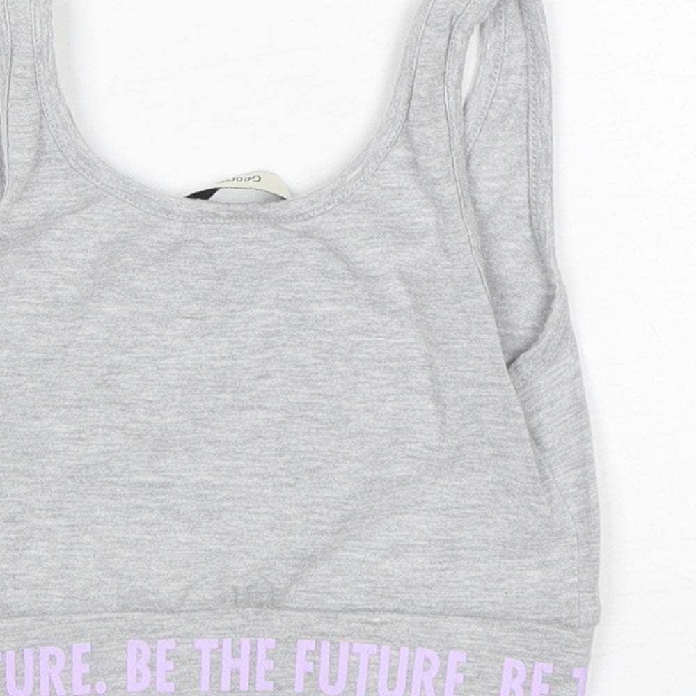 George Girls Grey Polyester Cropped Tank Size 6-7 Years Round Neck
