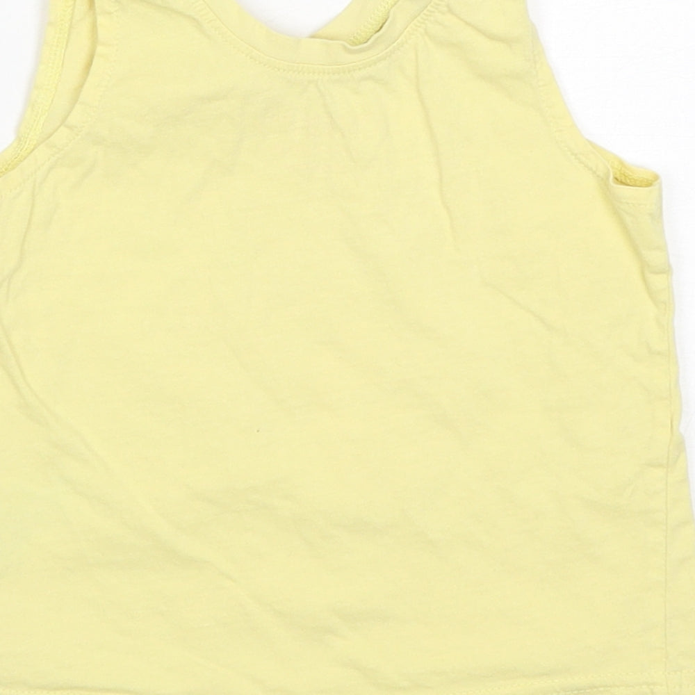 Primark Girls Yellow Cotton Basic Tank Size 4-5 Years Round Neck