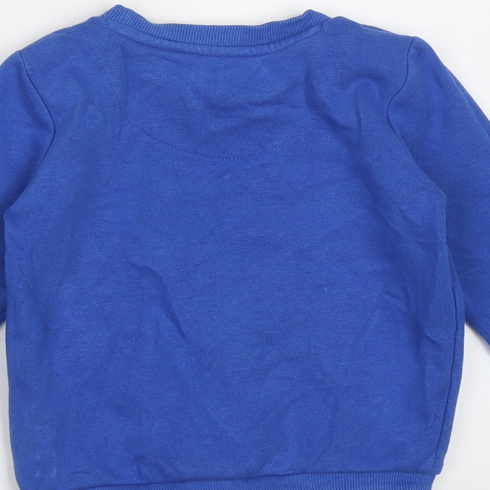 F&F Boys Blue Cotton Pullover Jumper Size 12-18 Months - super dude