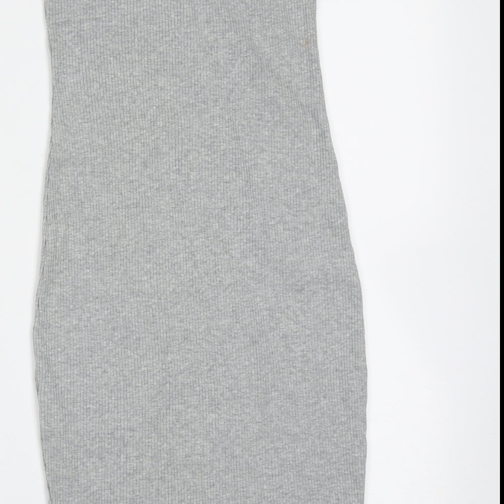 Divided by H&M Womens Grey Cotton Mini Size M Off the Shoulder