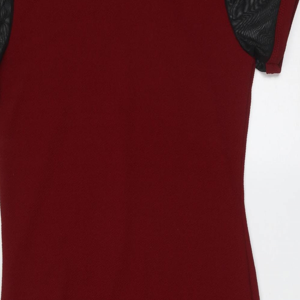 Select Womens Red Polyester T-Shirt Dress Size 12 Round Neck