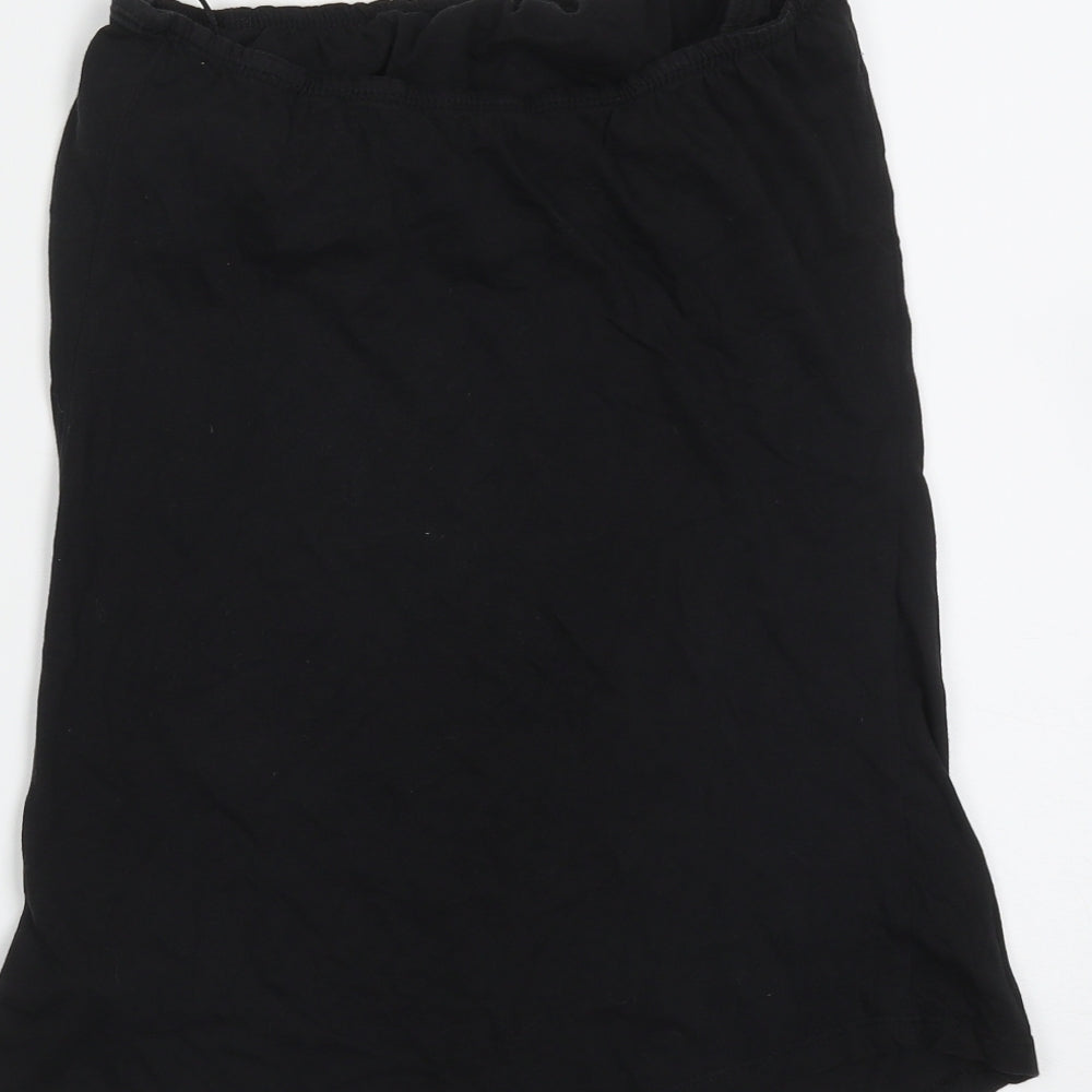 New Look Womens Black Cotton Basic T-Shirt Size 12 Off the Shoulder