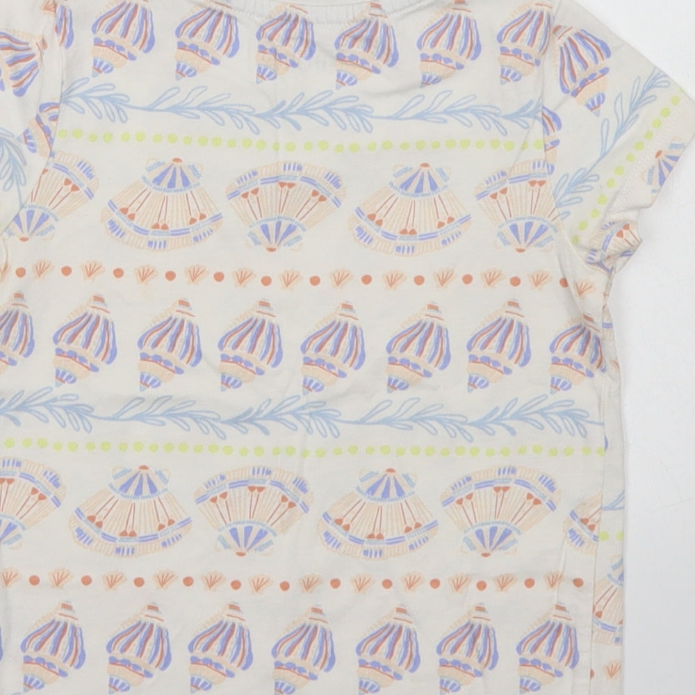 Nut,eg Girls Ivory Fair Isle Cotton Basic T-Shirt Size 5-6 Years Crew Neck - Shell Print