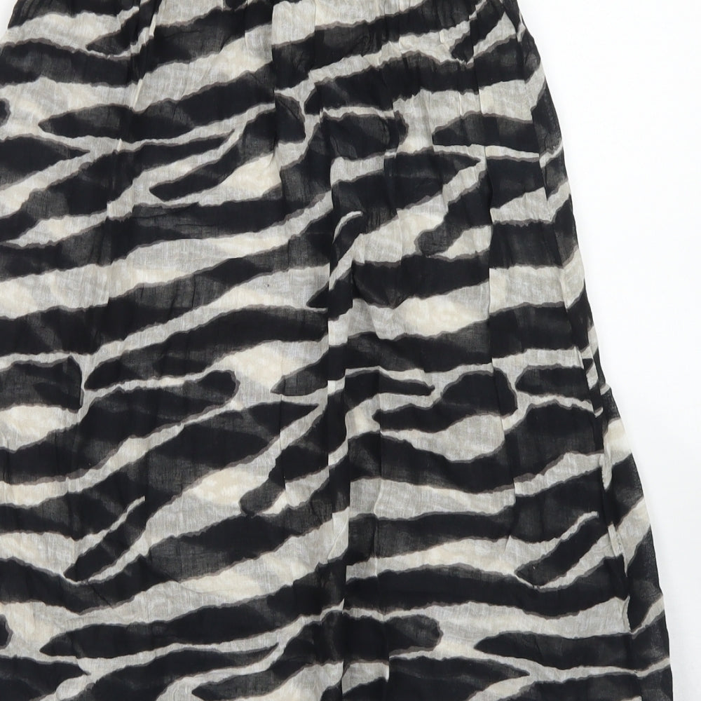 Ocean Club Womens Black Animal Print Cotton Fit & Flare Size 10 Off the Shoulder - Bandeau