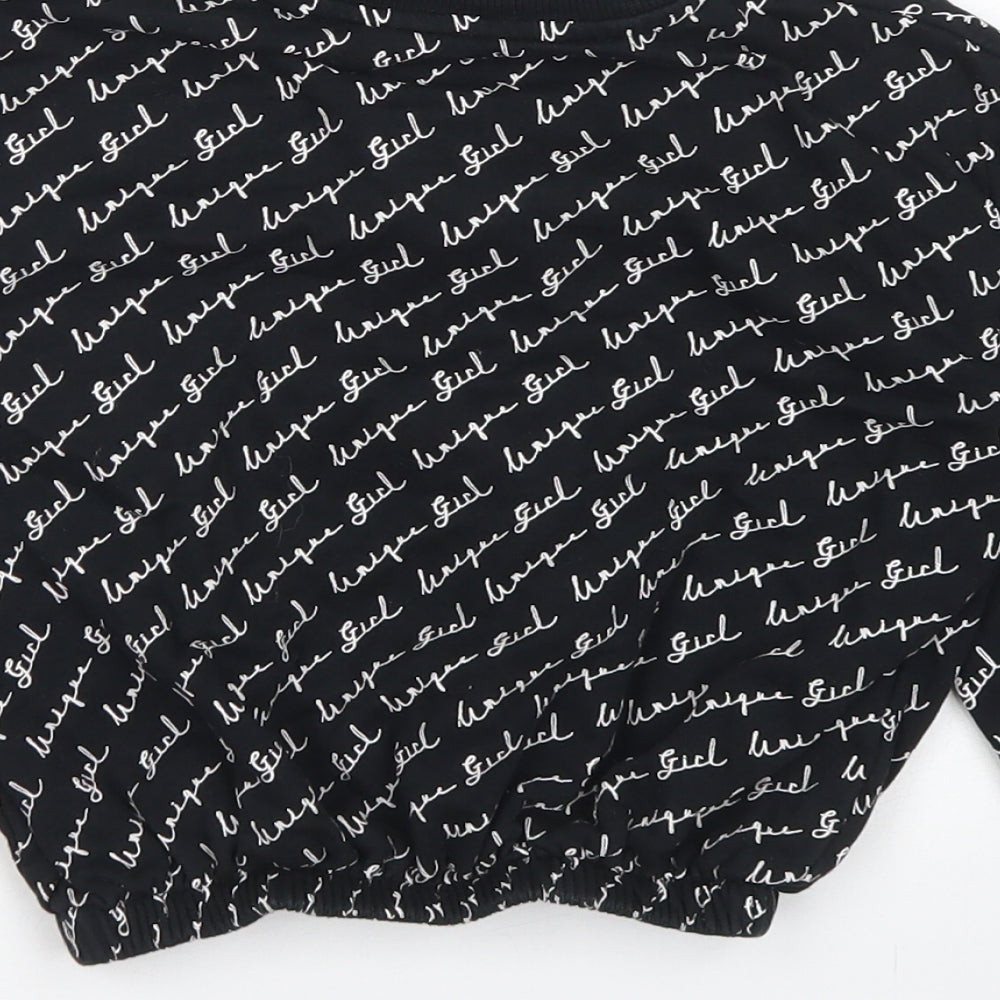 George Girls Black Striped Cotton Pullover Sweatshirt Size 8-9 Years - Cropped