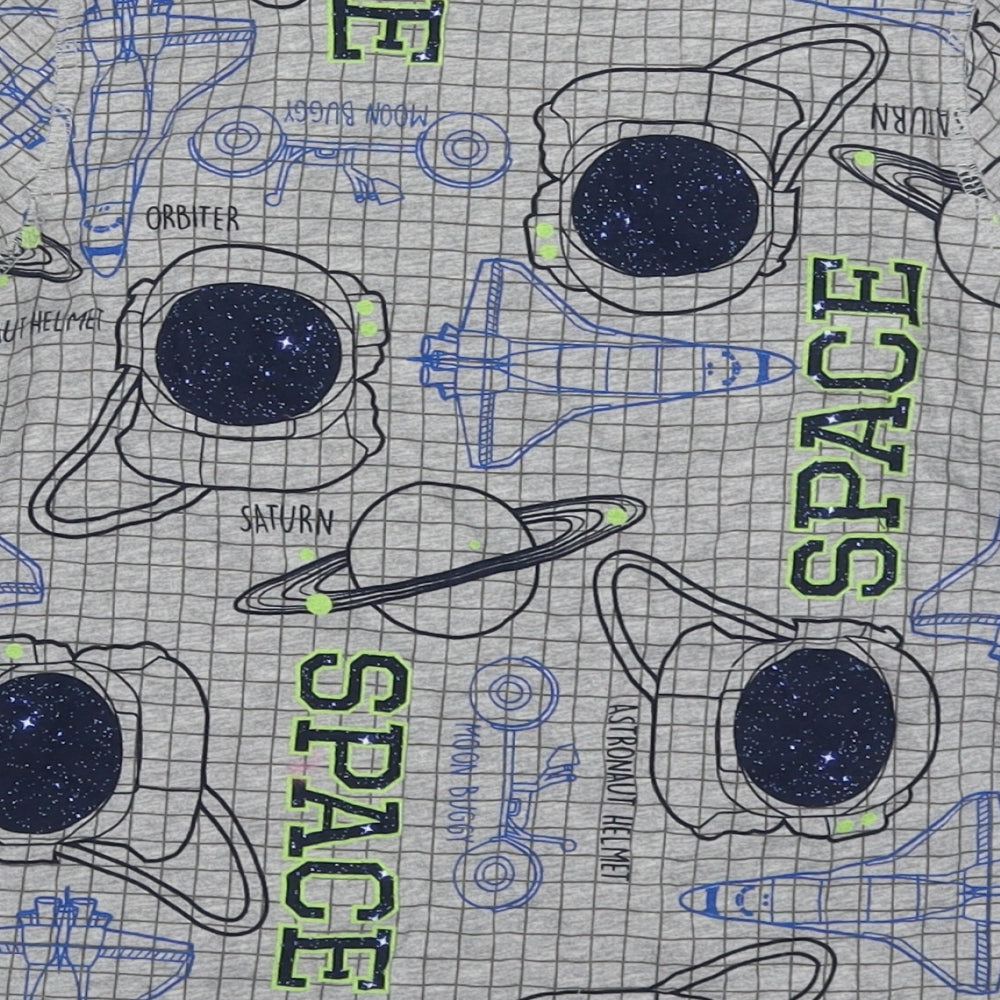 George Boys Grey Geometric Cotton Pyjama Top Size 6 Years Pullover - Space