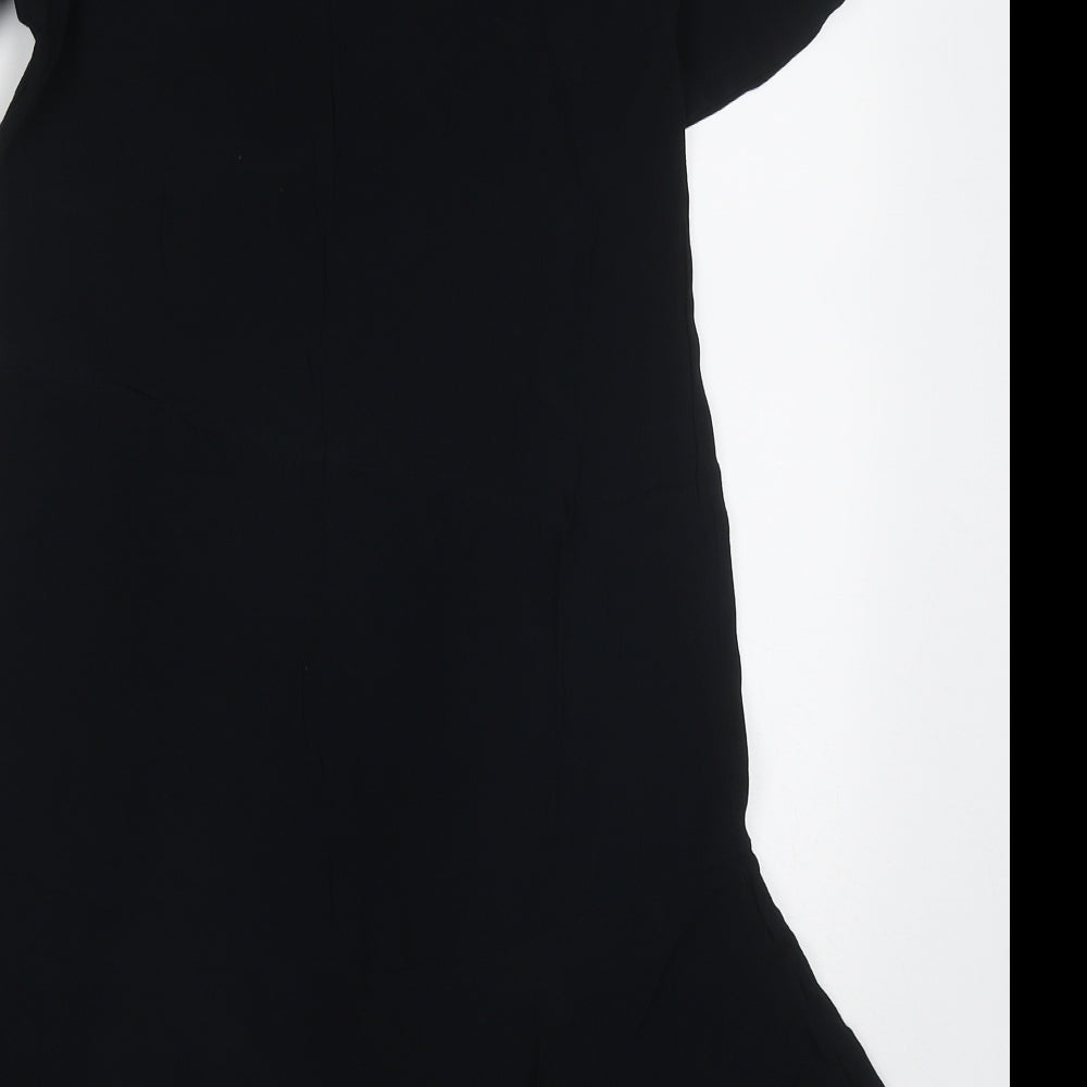 Monki Womens Black Viscose A-Line Size XS Round Neck Button