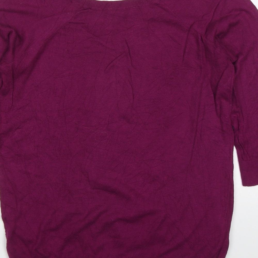Smartset Mens Purple Round Neck Nylon Pullover Jumper Size L