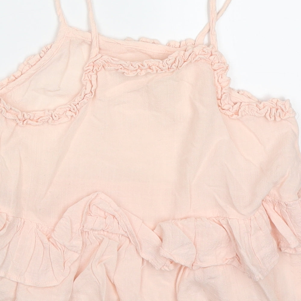 NEXT Girls Pink Viscose Basic Tank Size 4-5 Years Round Neck Pullover