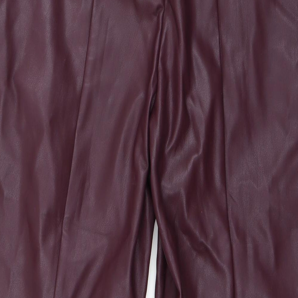 Marks and Spencer Womens Purple Polyurethane Trousers Size 16 L26 in Regular Zip