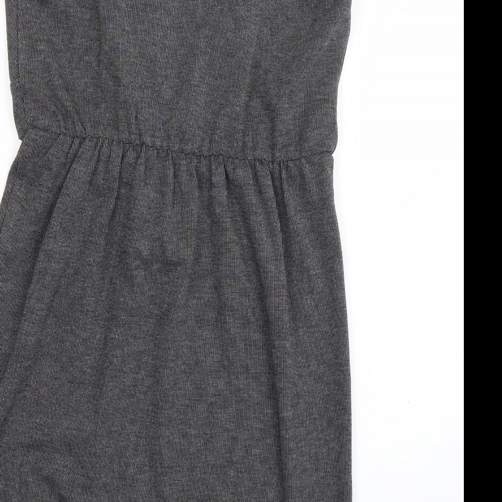 Intermission Womens Grey Polyester Skater Dress Size 12 Scoop Neck Pullover