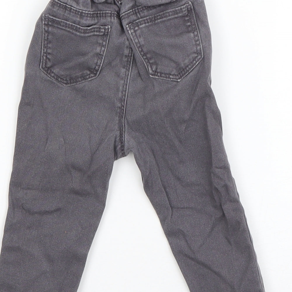 Denim & Co. Boys Grey Cotton Capri Jeans Size 9-12 Months Zip