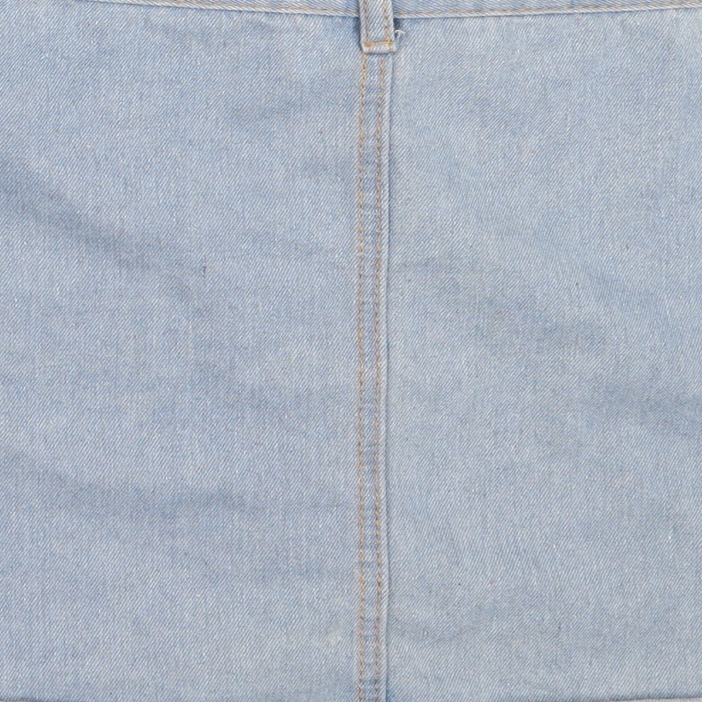 Preworn Womens Blue Cotton Mini Skirt Size L
