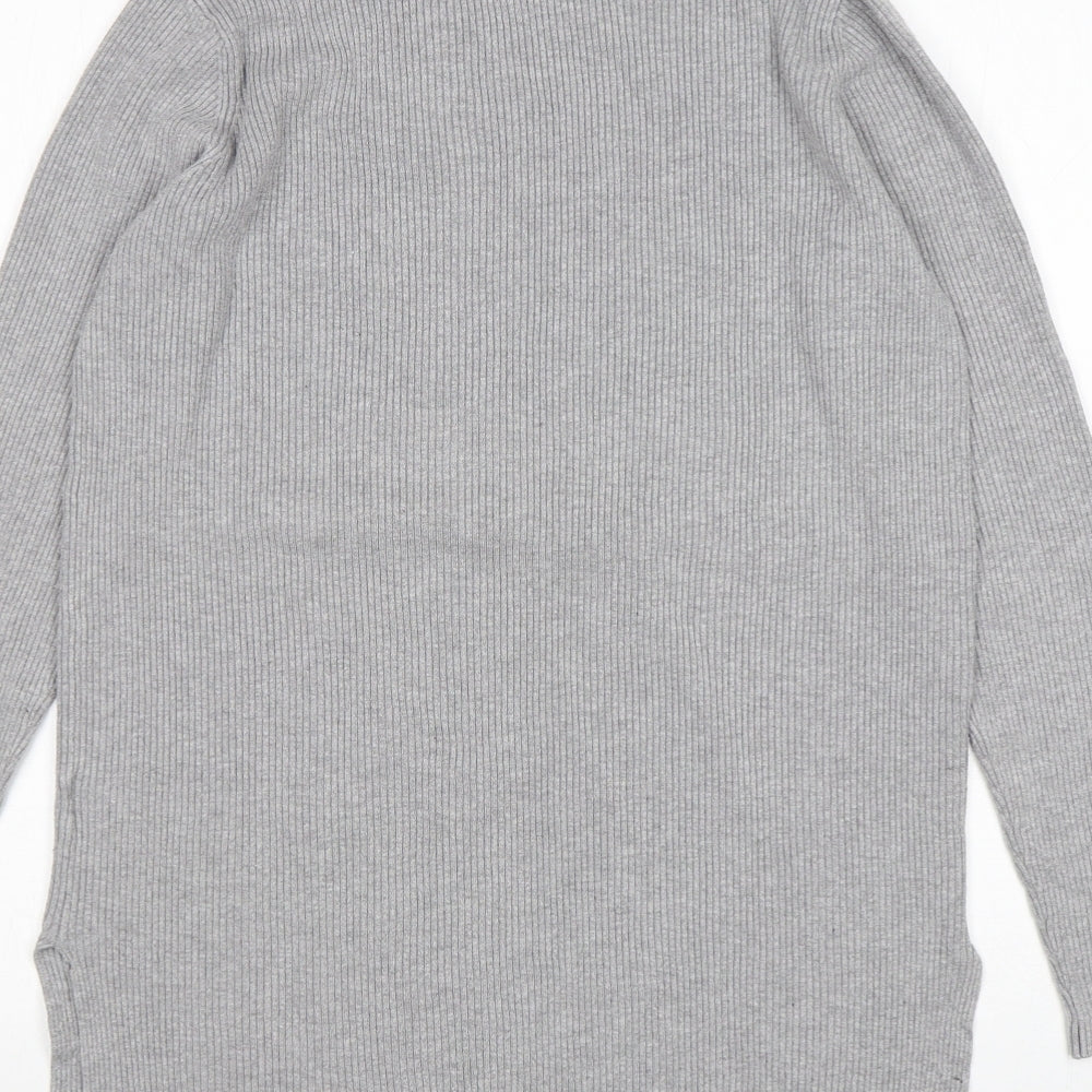 Papaya Womens Grey Mock Neck Viscose Pullover Jumper Size M