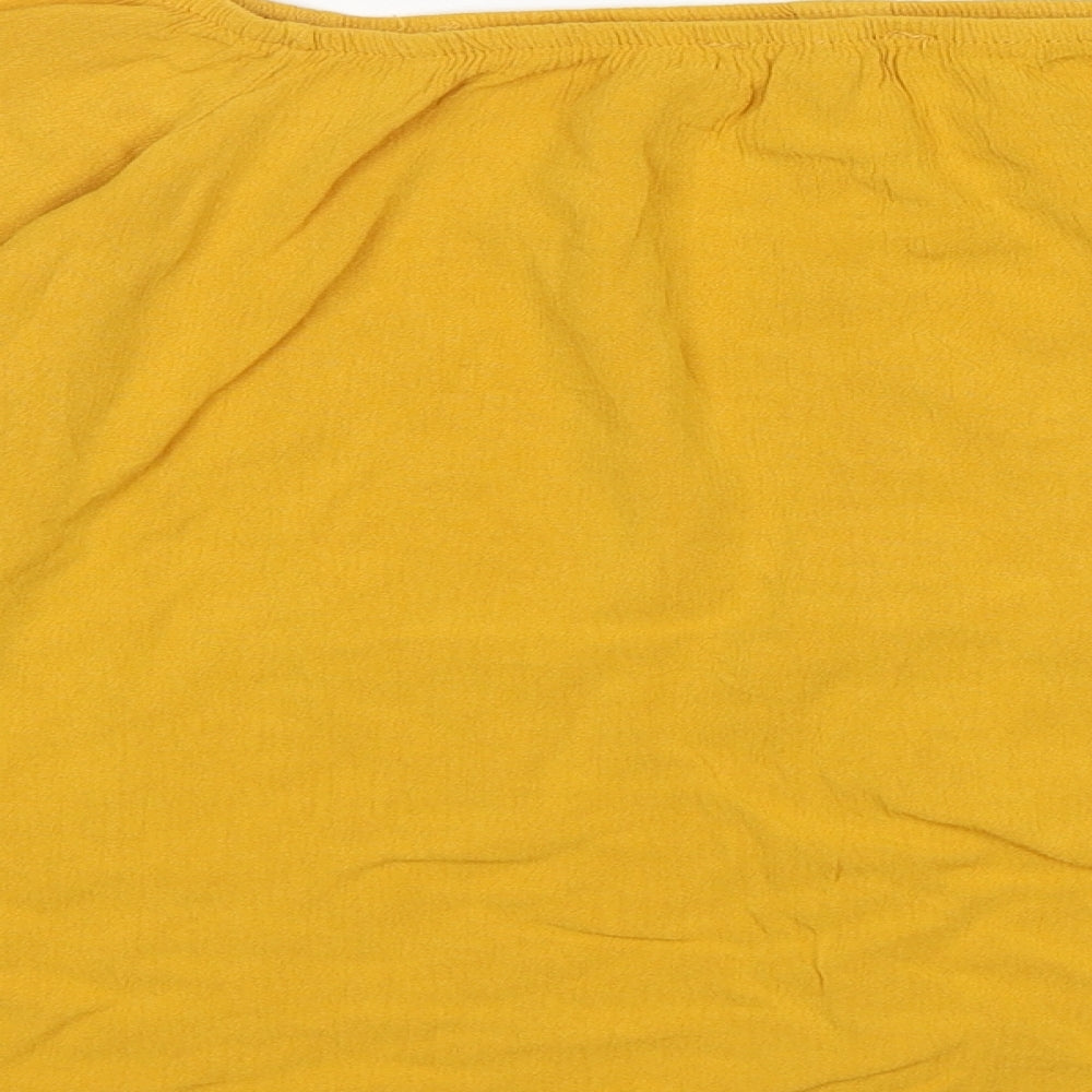 Select Womens Yellow Viscose Basic Blouse Size 14 Boat Neck