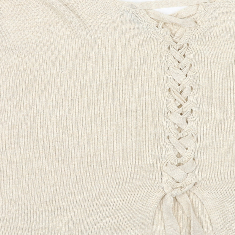 George Womens White Acrylic Pullover Sweatshirt Size 16 Tie