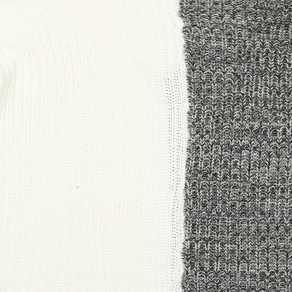 QED London Womens White Striped Acrylic Pullover Sweatshirt Size M Pullover