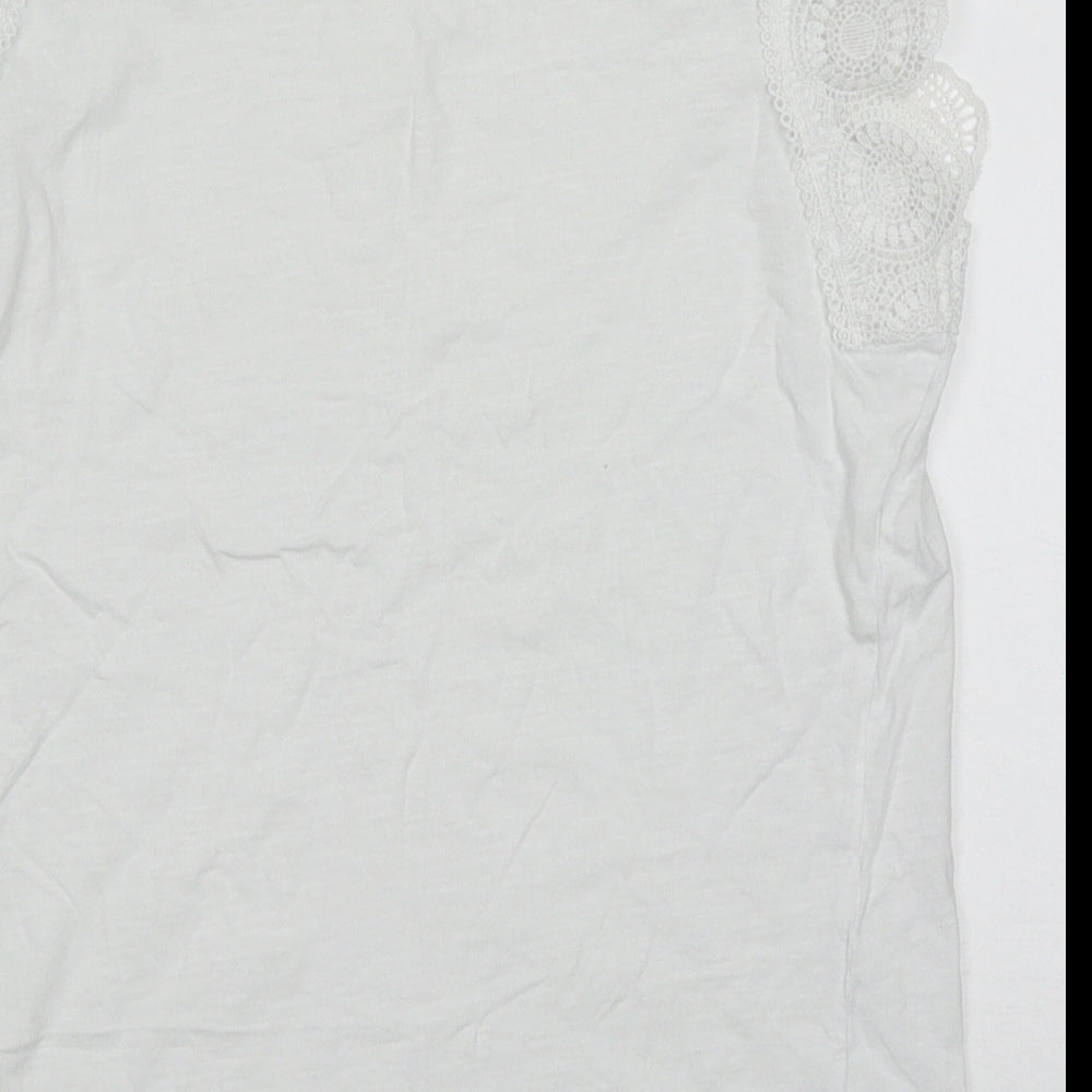Papaya Womens White Cotton Basic Tank Size 10 Round Neck
