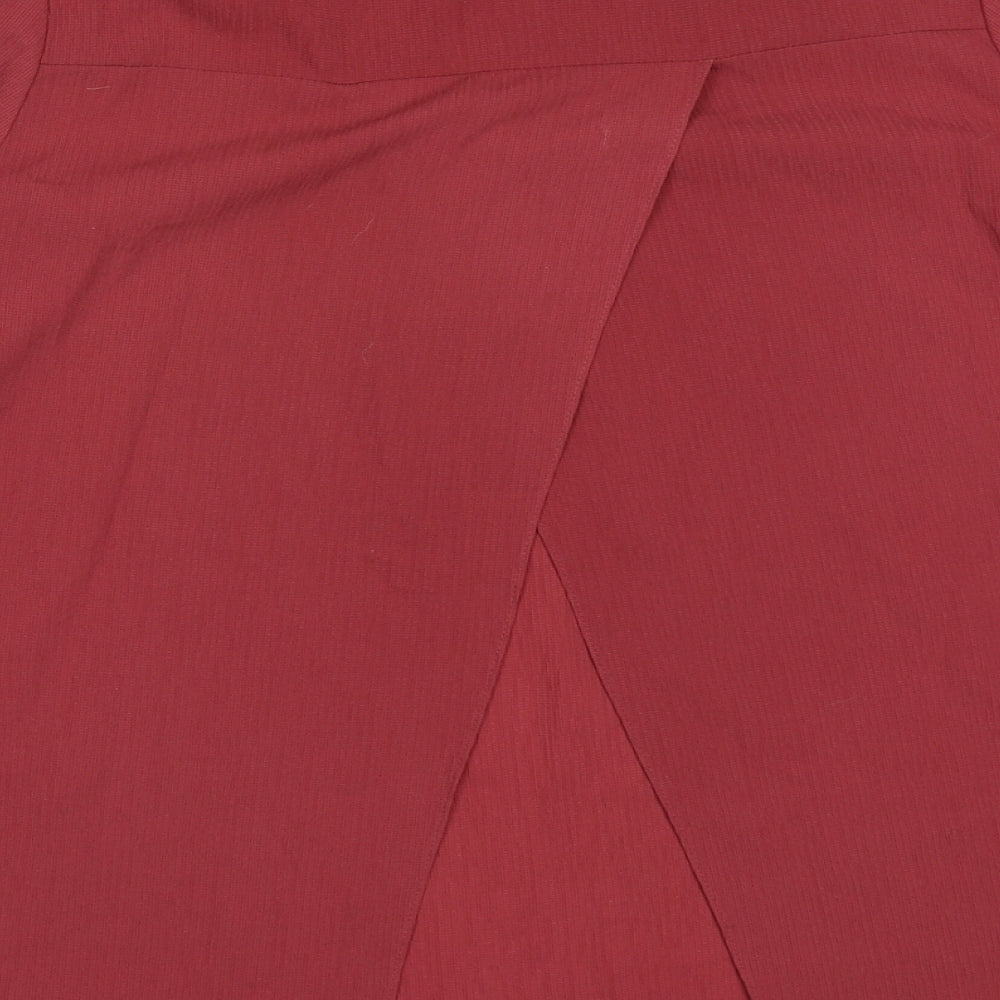 Geoge Womens Red Polyester Basic Blouse Size 8 Round Neck