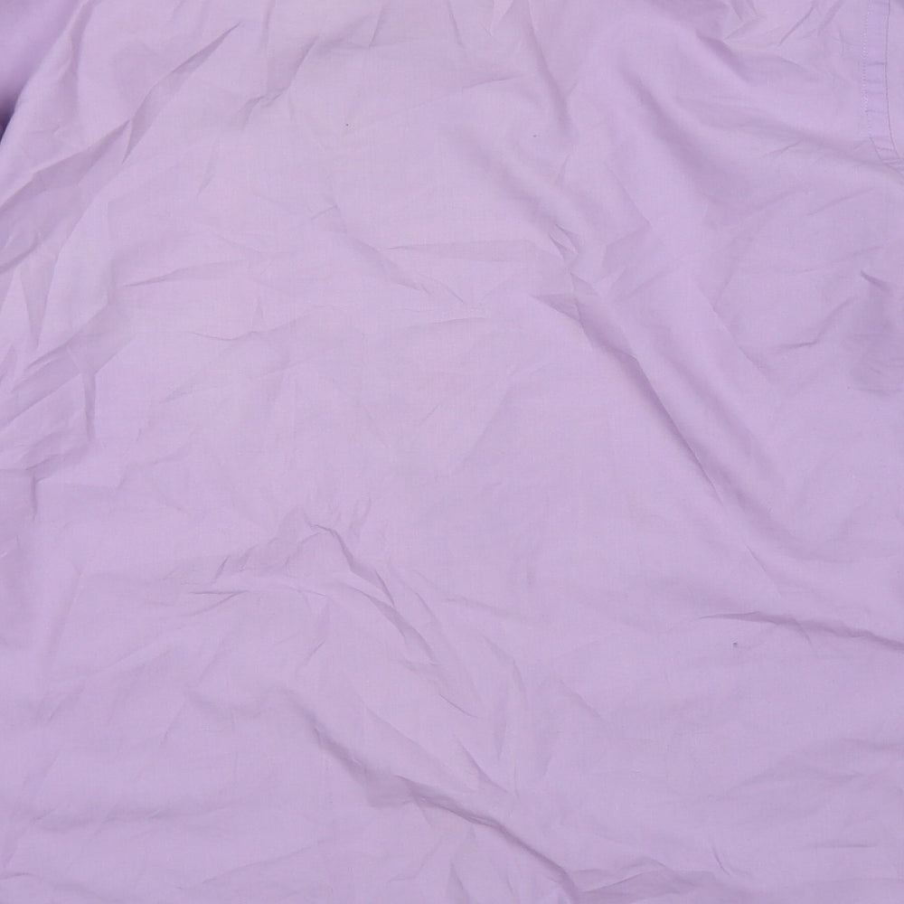 Taylor & Qright Mens Purple Polyester Button-Up Size 17.5 Collared Button