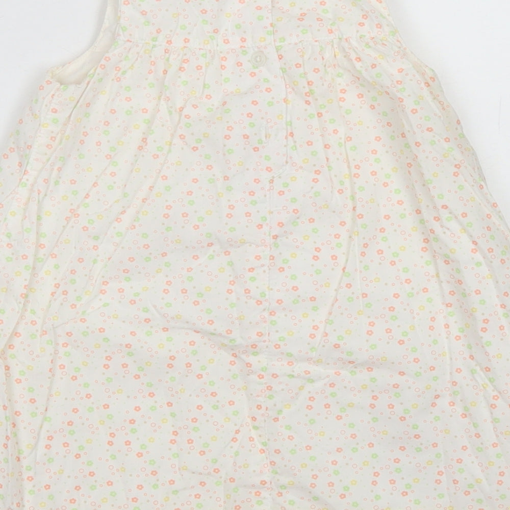 George Girls Pink Floral Cotton A-Line Size 12-18 Months Crew Neck Button - Disney Bambi