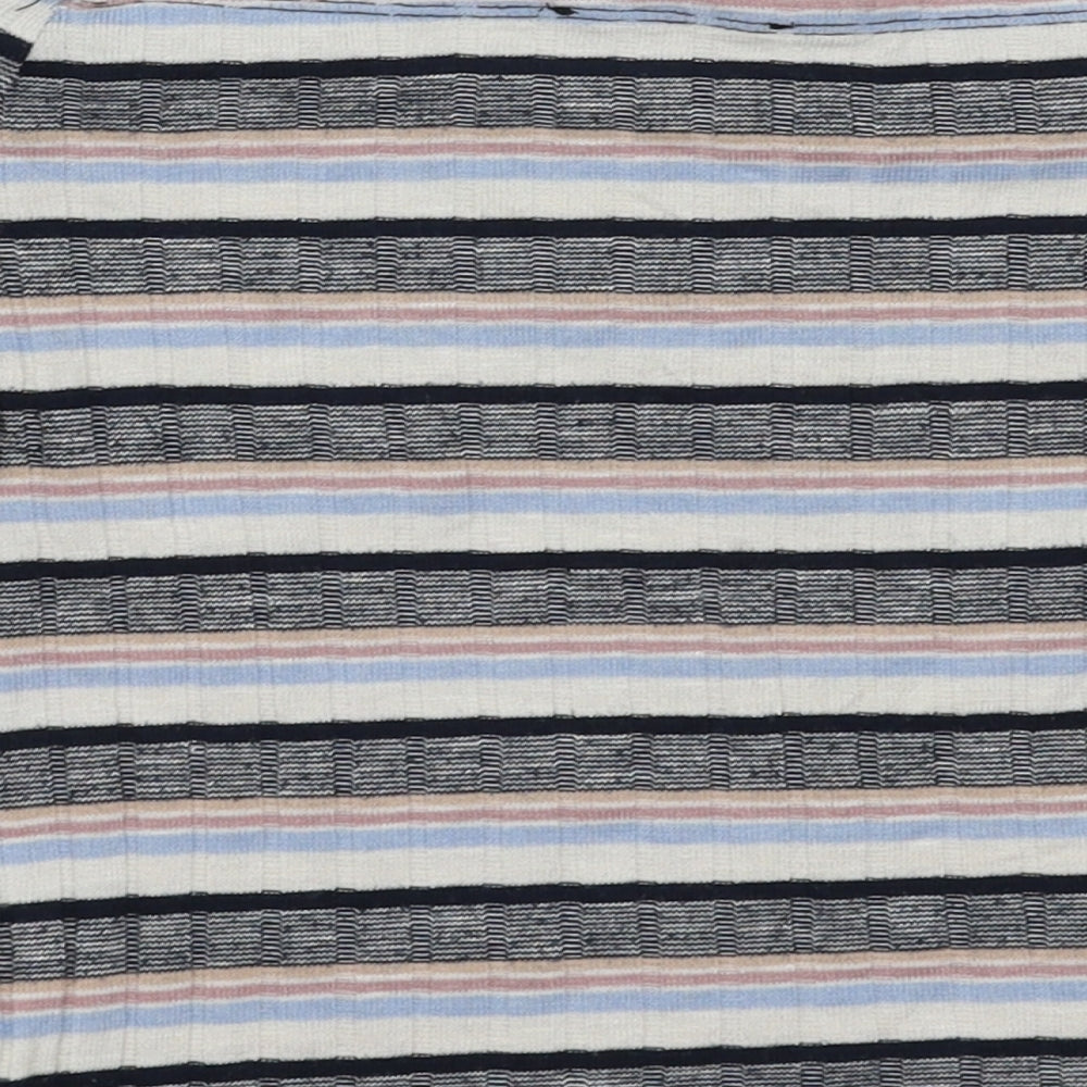 New Look Womens Multicoloured Striped Polyester Tunic T-Shirt Size 8 Off the Shoulder