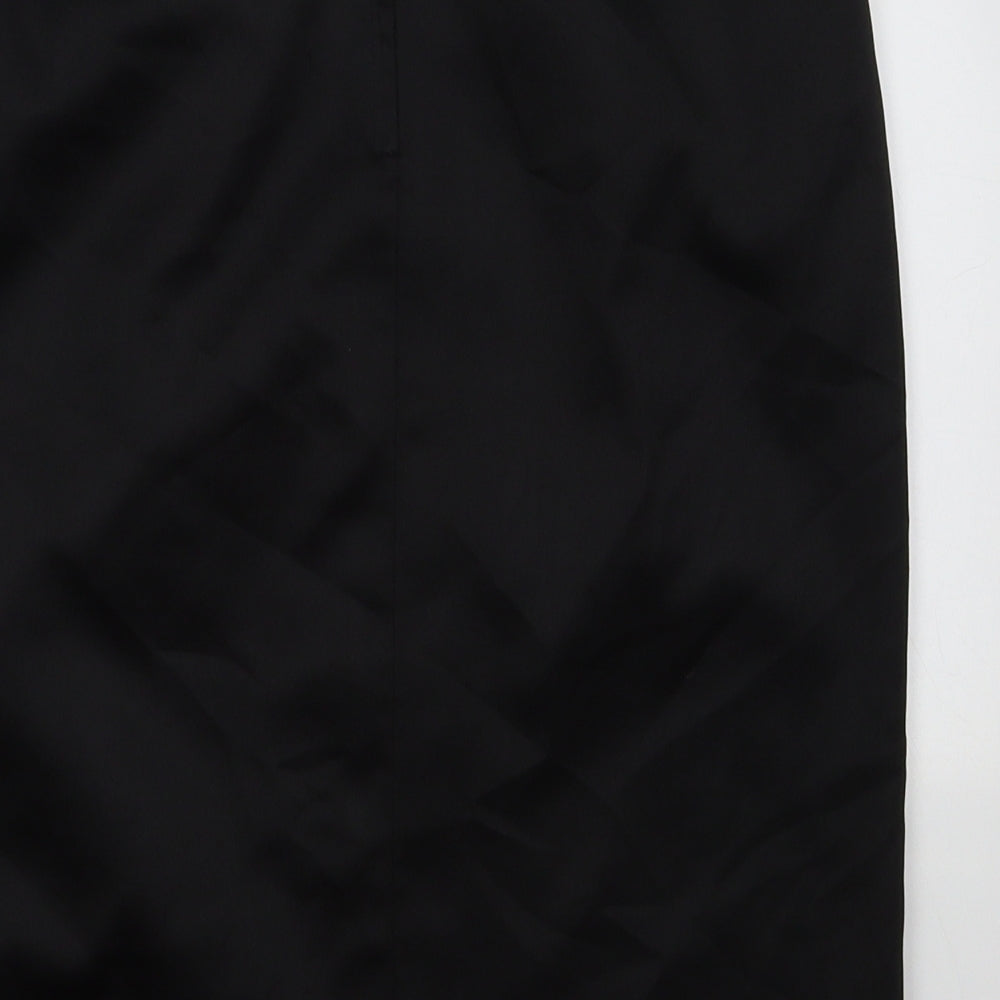 Ozone Womens Black Polyester A-Line Skirt Size 12 Zip