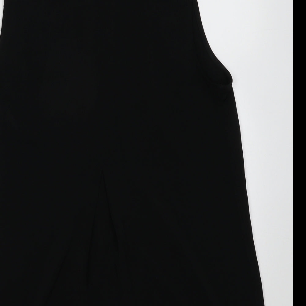 Warehouse Womens Black Polyester Basic Button-Up Size 10 Collared