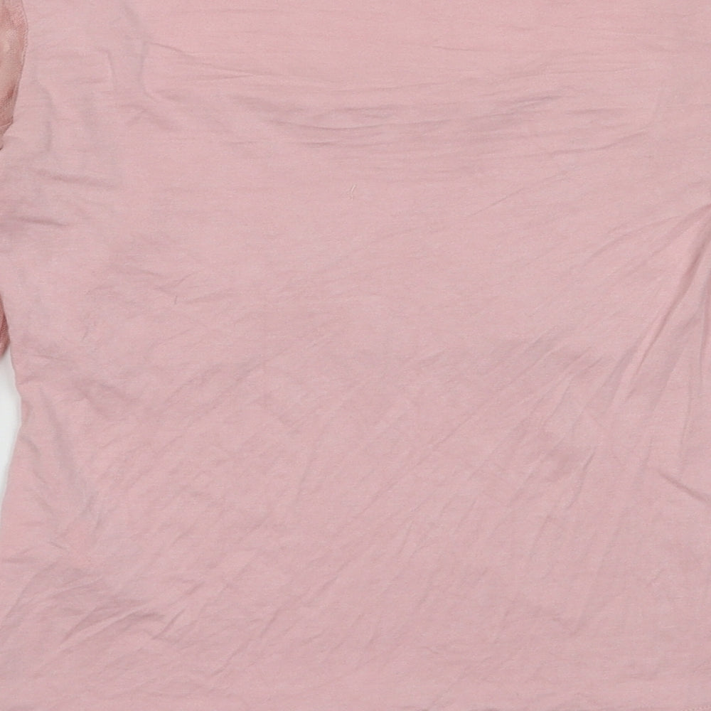 New Look Womens Pink Polka Dot Viscose Basic Blouse Size 10 Square Neck