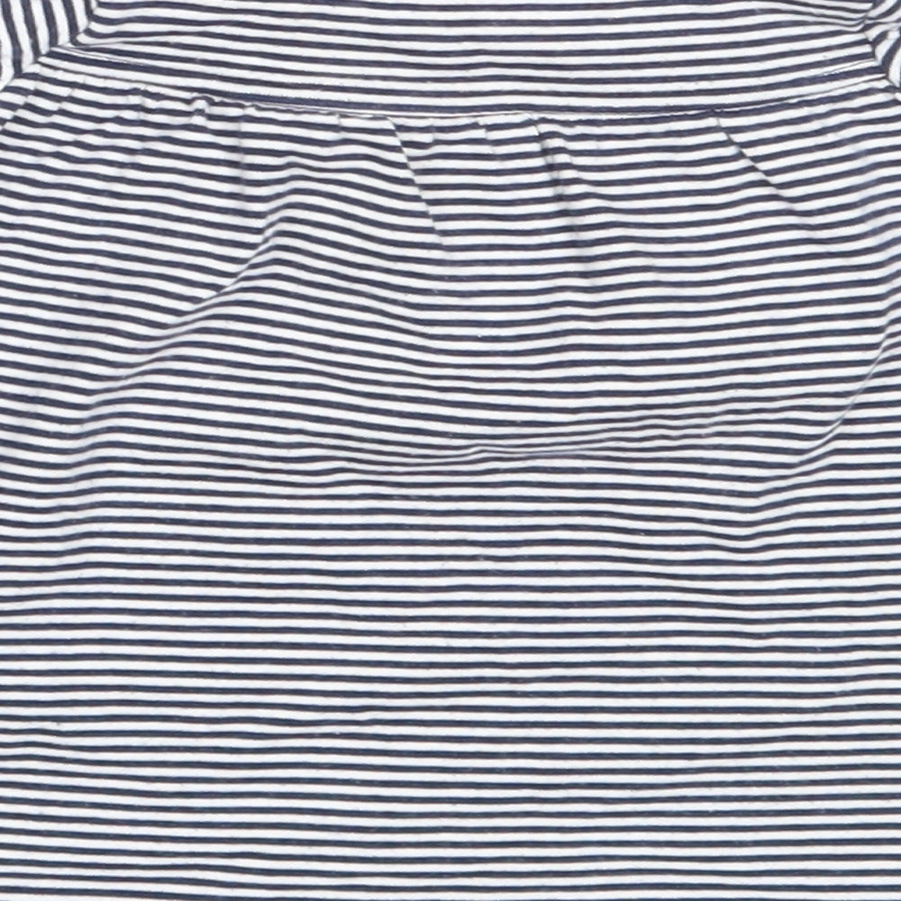 Marks & Spencer Girls Blue Striped Cotton Fit & Flare Size 0-3 Months Round Neck