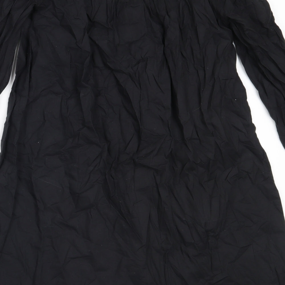River Island Womens Black Cotton Shift Size 6 Off the Shoulder