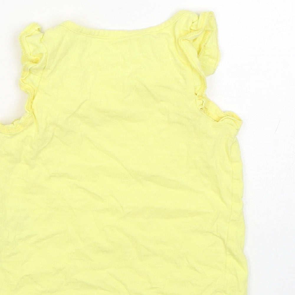 NEXT Girls Yellow Cotton Basic Tank Size 9-12 Months Round Neck