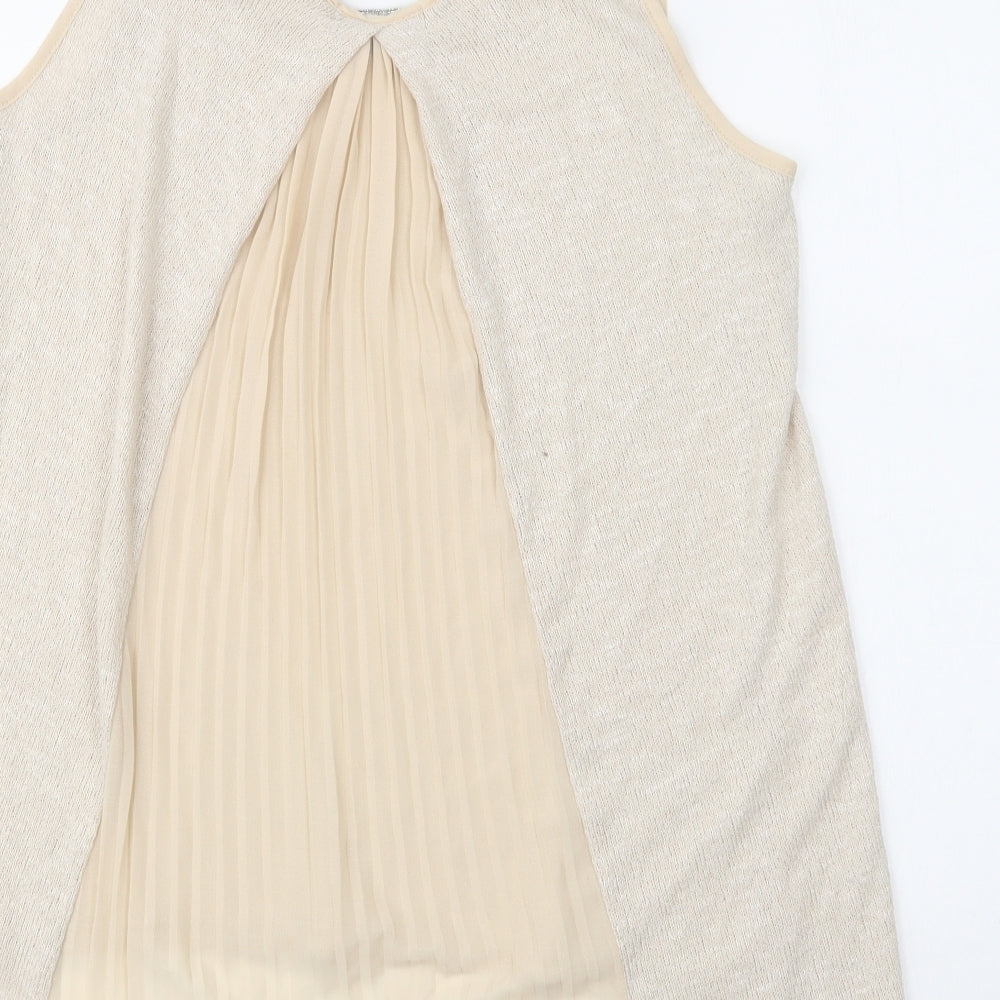 Green Envelope Womens Beige Polyester Basic Tank Size L Round Neck